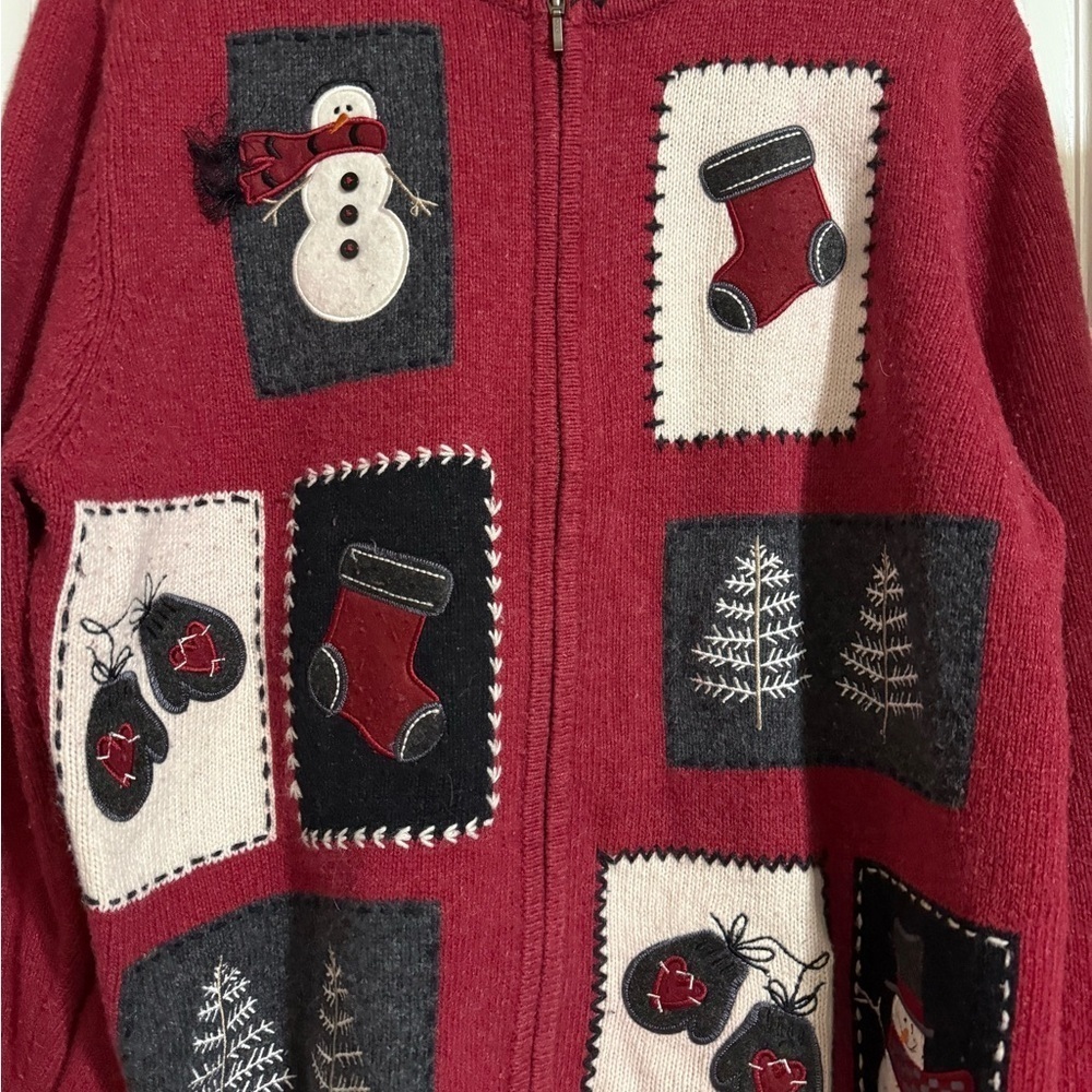 Croft & Barrow Wool Blend Holiday Cardigan - Size 1X - Picture 6 of 11